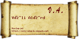 Váli Alárd névjegykártya
